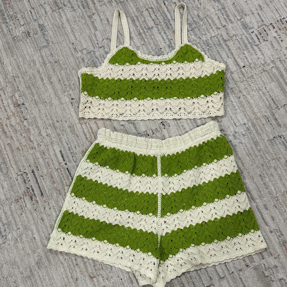 Rebellion Green and Cream Crochet Set